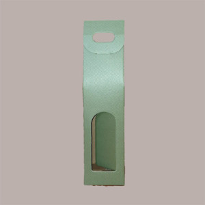 10 Pz Scatola Porta 1 Bottiglia Olio Vino in Carta Linea Verde con Finestra 90x90H385mm [d2ac670e]