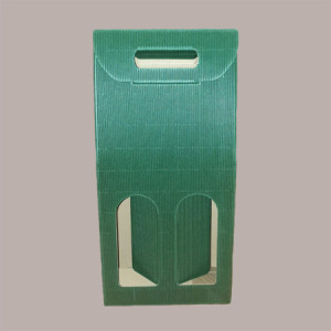 10 Pz Scatola Porta 2 Bottiglie Olio Vino in Carta Onda Verde 180x90x385mm [77ddd9d6]