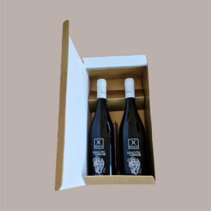 10 Pz Scatola Porta 2 Bottiglie Olio Vino Cantinetta Stesa in Carta Skin Oro 340x180H95mm [70a46a22]