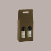 10 Pz Scatola Porta 2 Bottiglie Olio Vino in Carta Marrone Effetto Pelle 180x90x385mm [740467c6]