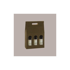10 Pz Scatola Porta 3 Bottiglie Olio Vino in Carta Marrone Effetto Pelle 270x90H385mm [e3c82d8b]