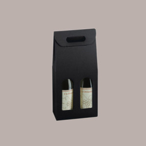 10 Pz Scatolam Porta 2 Bottiglie Olio Vino in Carta Nero Effetto Pelle 180x90H390mm [c627da5e]