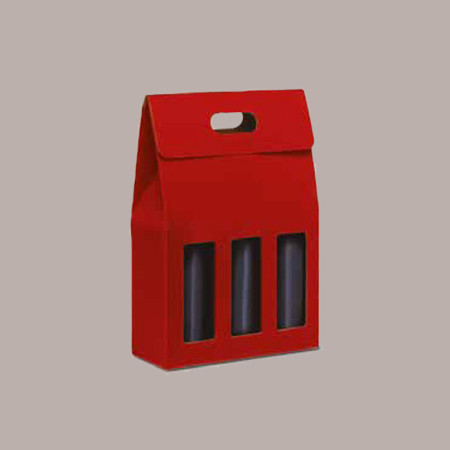 10 Pz Scatola Porta 3 Bottiglie Olio Vino in Carta Onda Rosso 270x90H385mm [2b1735f2]