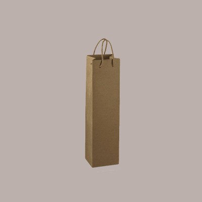 10 Busta Carta Avana Porta 1 Bottiglia Magnum con Cordini 115x115H380mm [4012cb67]