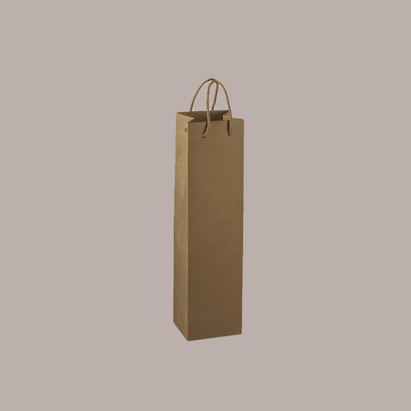 10 Busta Carta Avana Porta 1 Bottiglia Magnum con Cordini 115x115H380mm [4012cb67]