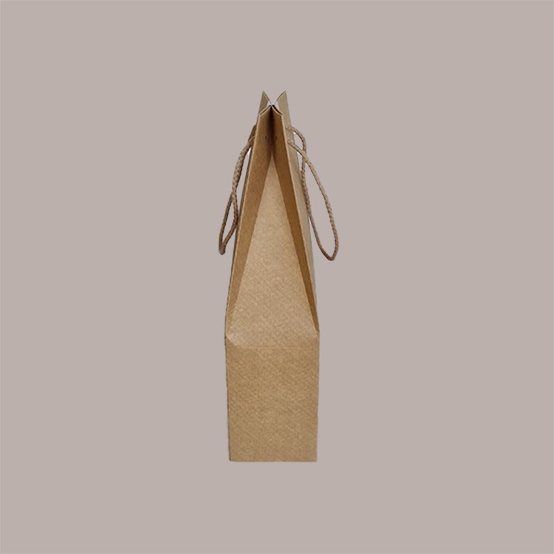 Busta Shopper Carta Avana Porta 1 Bottiglia Magnum con Cordini 115x115H380mm 10 pezzi [e378c3fc]