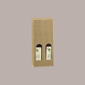 10 Pz Scatola Porta 2 Bottiglie Olio 0,25 L in Carta Avana Liscio 110x55H305mm [0543eff5]