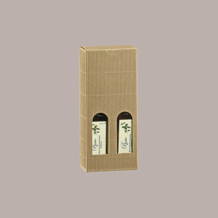 10 Pz Scatola Porta 2 Bottiglie Olio 0,25 L in Carta Avana Liscio 110x55H305mm [0543eff5]