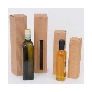 10 Pz Scatola Porta 3 Bottiglie Olio 0,5 L in Carta Avana  Liscio 200x65H335mm [04466d39]