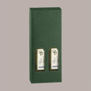 10 Pz Scatola Porta 2 Bottiglie Olio 0,5 L in Carta Grafica Seta Verde Petit 130x65x320mm [ac38f033]