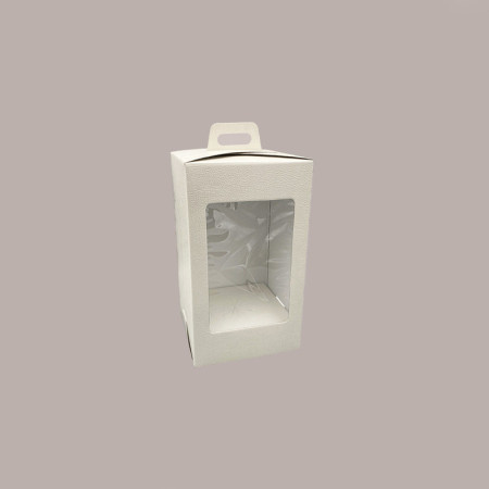 5 Pz Scatola Porta Uovo Cioccolato con Fondo in Carta Pelle Bianco Golosa con Finestra Trasparente 180x180x290 mm [d94cc2cf]