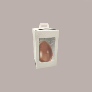 5 Pz Scatola Porta Uovo Cioccolato con Fondo in Carta Pelle Bianco Golosa con Finestra Trasparente 250x250x370 mm [985209b5]