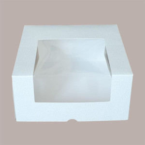 Scatola per Dolci Pronta in Carta Pelle Bianco con Finestra in Pvc Trasparente 21x21H10cm 10 pezzi [93d1db89]