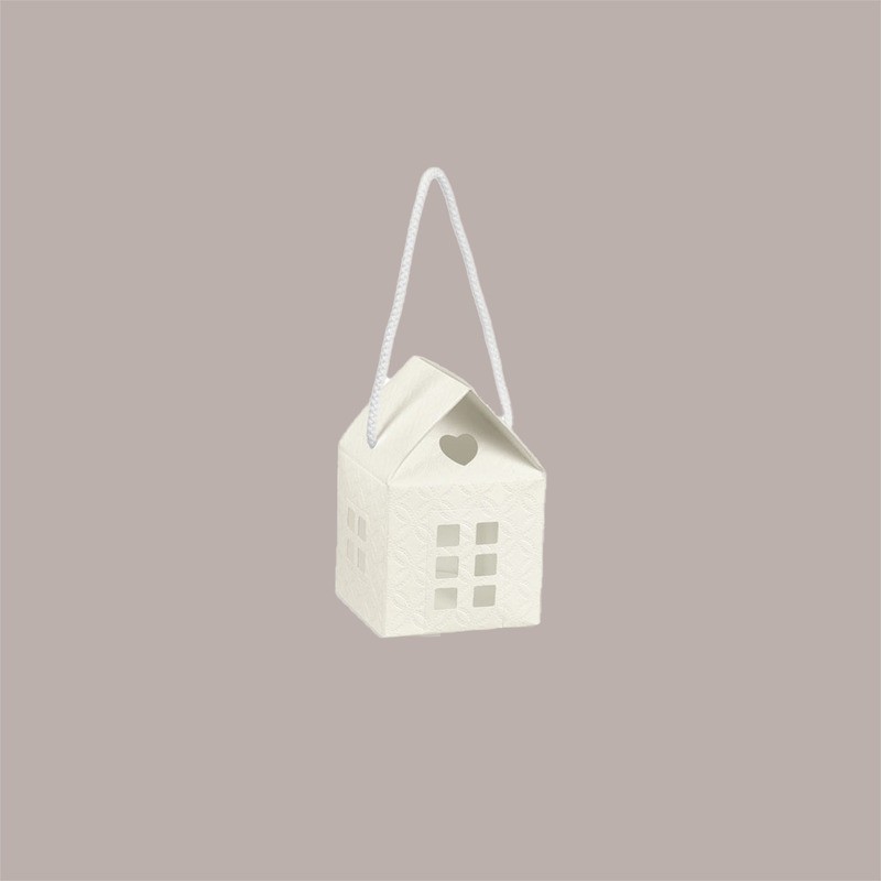 Casetta con Cordino in Carta Matelassè Bianco Ideale per Confetti 120x120x110 mm 10 pezzi [a61a9e62]