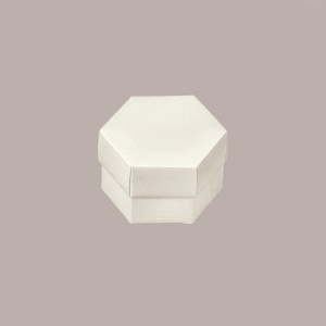 20 Pz Piccola Scatola Esagonale in carta Seta Bianco con Divisorio Ideale per Confetti Dm60H40mm [3d042464]