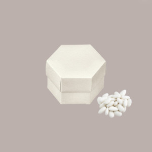 20 Pz Piccola Scatola Esagonale in carta Seta Bianco con Divisorio Ideale per Confetti Dm110H60mm [4fdefbdb]
