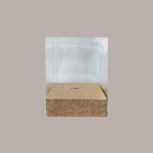 5 pz Scatola Trasparente Porta Uovo Cioccolato Pasqua Fondo Carta Avana Nature 180x180H250mm [a21a0701]