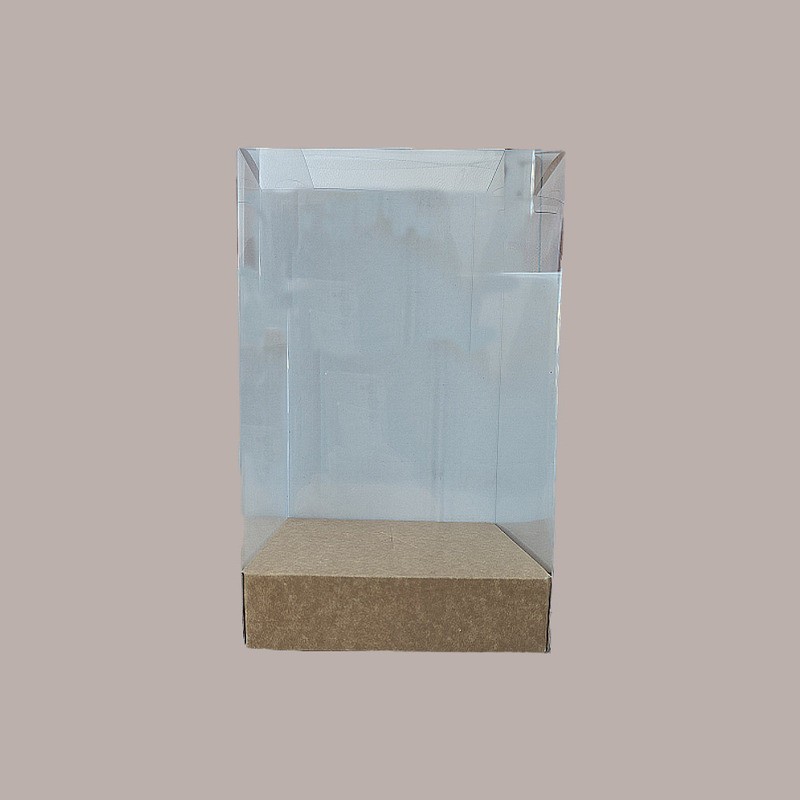 5 pz Scatola Trasparente Porta Uovo Cioccolato Pasqua Fondo Carta Avana Nature 180x180H300mm [b0360dbb]
