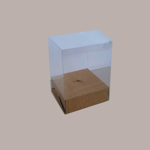 5 pz Scatola Trasparente Porta Uovo Cioccolato Pasqua Fondo Carta Avana Nature 210x210H300mm [7104597e]