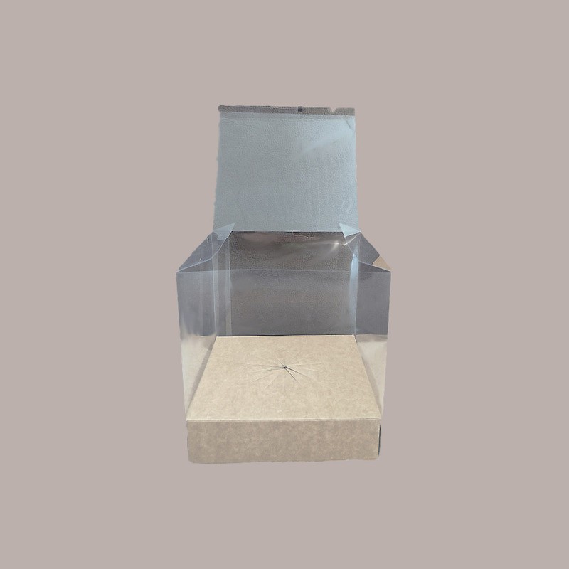 5 pz Scatola Trasparente Porta Uovo Cioccolato Pasqua Fondo Carta Avana Nature 250x250H250mm [11db221e]