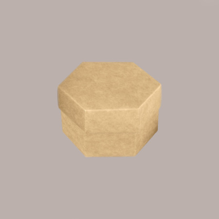 20 Pz Piccola Scatola Esagonale in Carta Avana Nature con Divisorio Ideale per Confetti 80x55 mm [036b20ba]