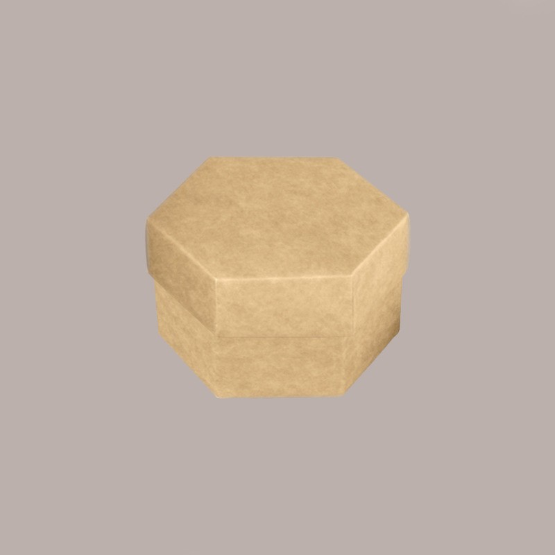 20 Pz Piccola Scatola Esagonale in Carta Avana Nature con Divisorio Ideale per Confetti 80x55 mm [036b20ba]