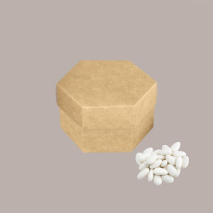 20 Pz Piccola Scatola Esagonale in Carta Avana Nature con Divisorio Ideale per Confetti 80x55 mm [6800e5ad]