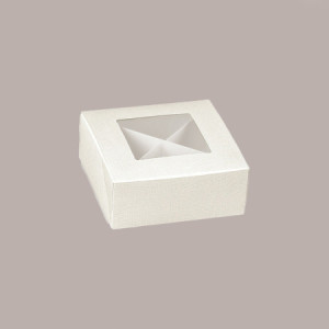 20 Pz Piccola Scatola con Finestra e Separatore Ideale per Confetti Carta Seta Bianco Pratica 120x120H40mm [40d02e86]