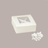20 Pz Piccola Scatola con Finestra e Separatore Ideale per Confetti Carta Seta Bianco Pratica 100x100H40mm [a947748e]