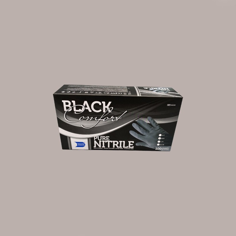 100 Pezzi Scatola Guanti Nitrile Black Senza Polvere Misura M gr 3,6 [7ac821c8]