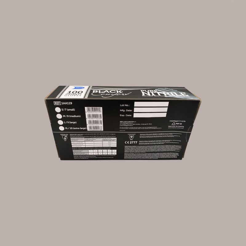 100 Pezzi Scatola Guanti Nitrile Black Senza Polvere Misura M gr 3,6 [7f9866d6]
