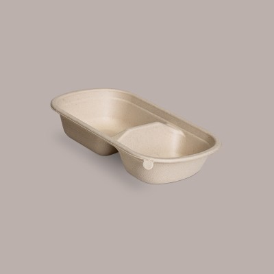 125 Pz Vaschetta PULP Bio Eco 2 Scomparti Polpa Cellulosa 750 cc [69e14117]
