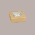 20 Pz Piccola Scatola con Finestra e Separatore Ideale per Confetti Carta Avana Nature Pratica 100x100H40 mm [4e899f85]