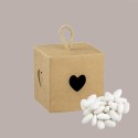 20 Pz Piccola Scatola con Cordino Ideale per Piccoli Articoli Regalo Carta Avana Grafica Cuore 50x50H50mm [fca413ad]
