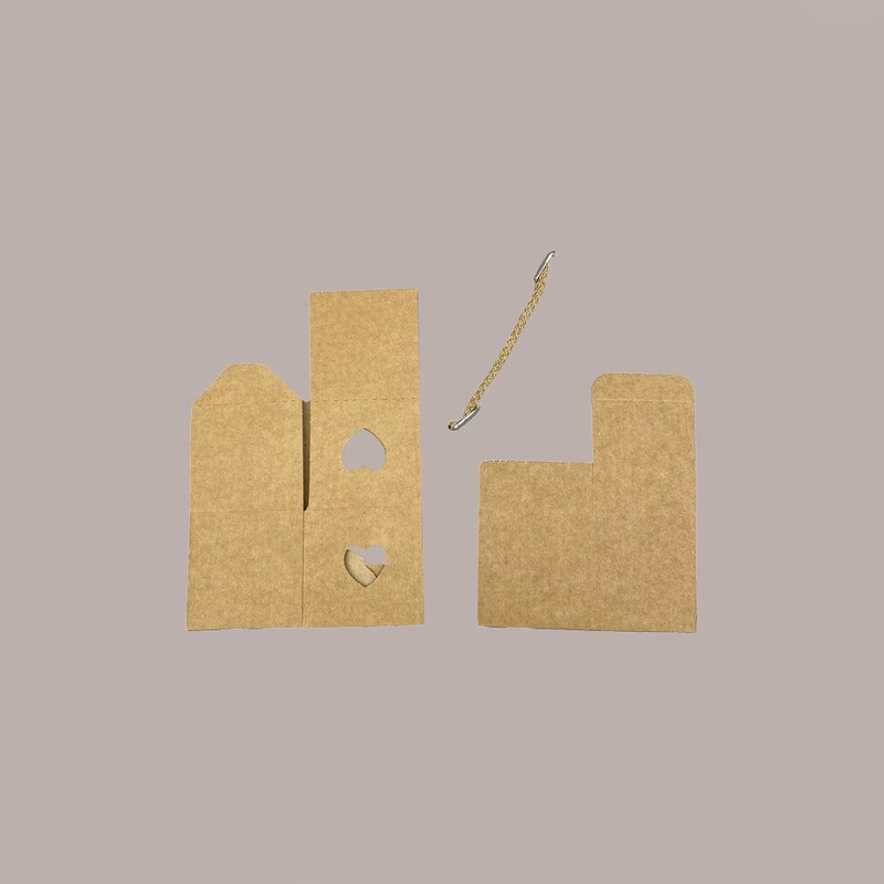 20 Pz Piccola Scatola con Cordino Ideale per Piccoli Articoli Regalo Carta Avana Grafica Cuore 50x50H50mm [4bb9d2a9]