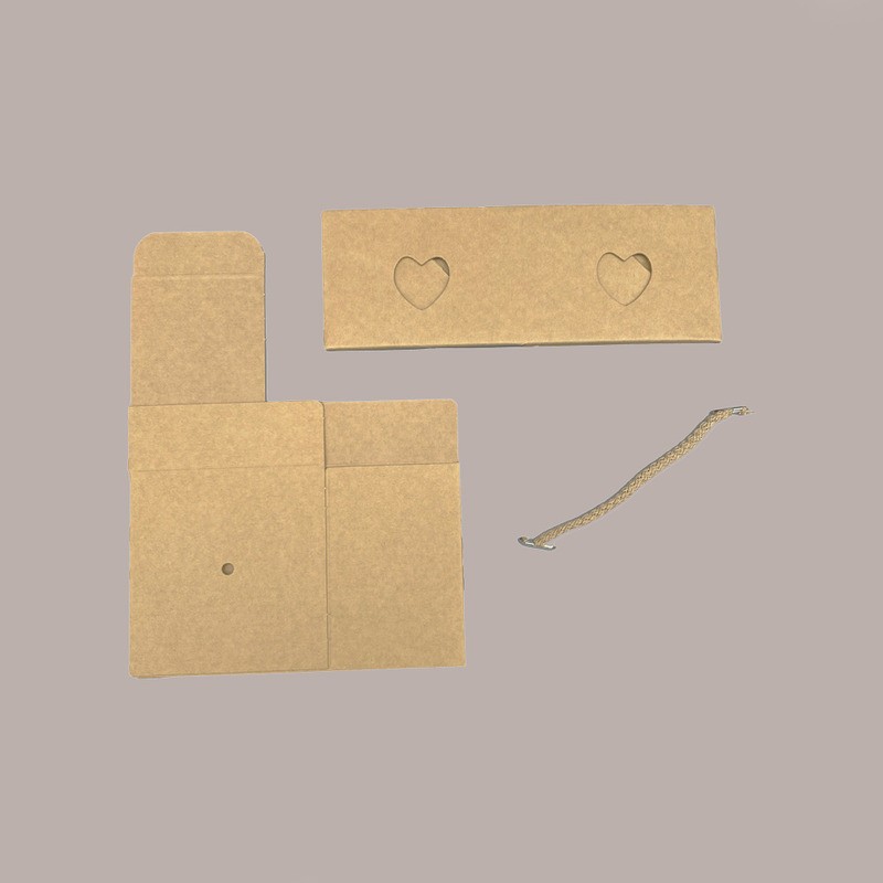 20 Pz Piccola Scatola con Cordino Ideale per Piccoli Articoli Regalo Carta Avana Grafica Cuore 80x80H80mm [045d53b3]