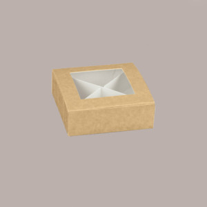 20 Pezzi Scatola con Finestra Fornita con Inserto Separatore Ideale per Confetti Grafica Avana 120x120H40mm [d39fe9d7]