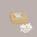 20 Pezzi Scatola con Finestra Fornita con Inserto Separatore Ideale per Confetti Grafica Avana 120x120H40mm [bda46bde]