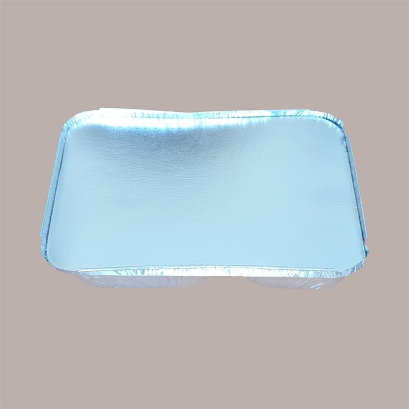 100 Pz Contenitore in Alluminio 2 Scomparti con Coperchio R80L [3c1f787c]