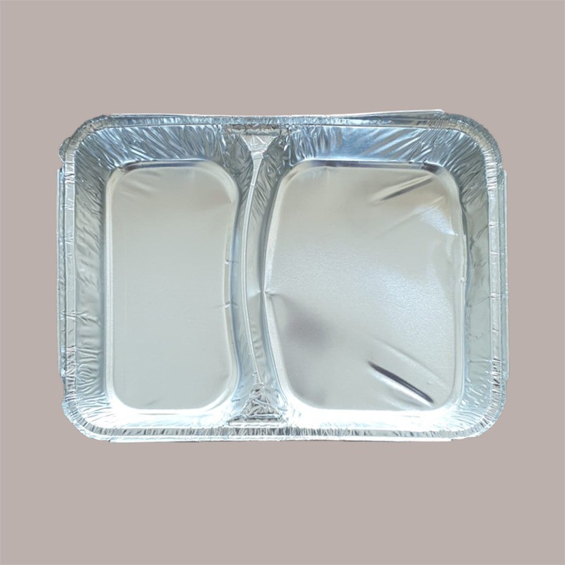 100 Pz Contenitore in Alluminio 2 Scomparti con Coperchio R80L [e0697c6f]