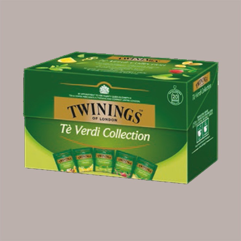 Scatola Legno 4 Scomparti + 40 Filtri Tè Verde Assortiti Twinings [49bef599]