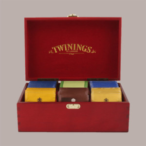 Scatola Legno 6 Scomparti + 60 Filtri Tè The Tea Assortiti Twinings [6765ff62]