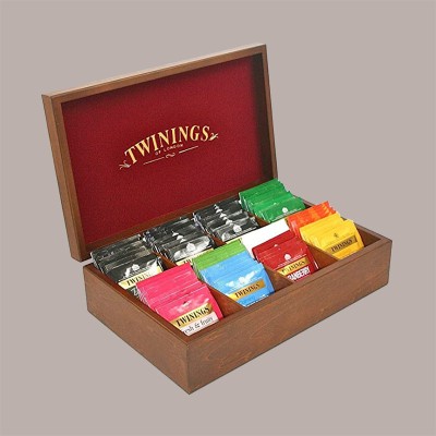 Scatola Legno 8 Scomparti + 80 Filtri Tè Verde Assortiti Twinings [7e0076a3]