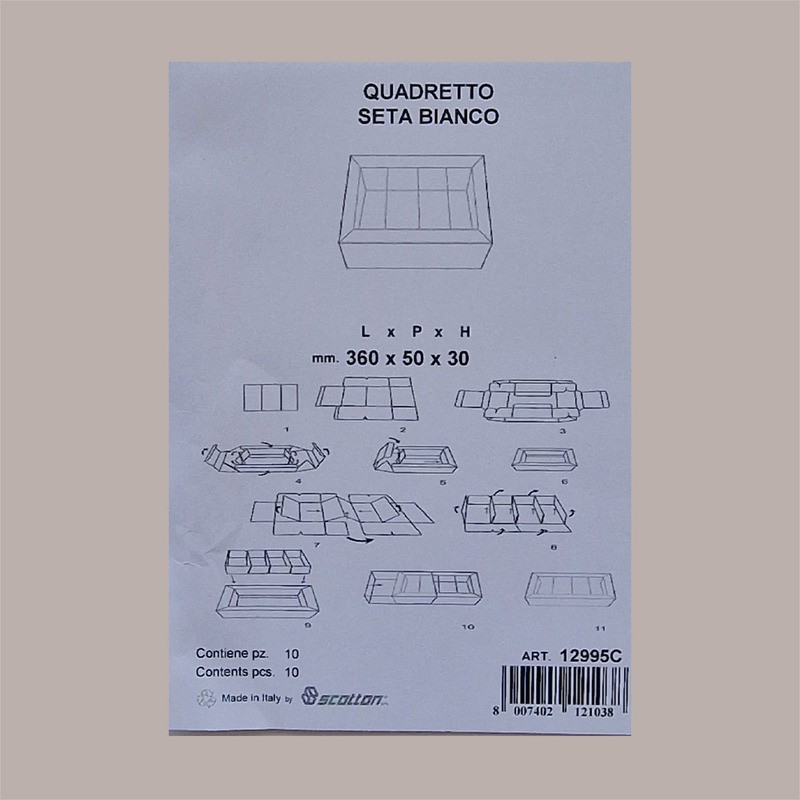 Scatola Porta Cioccolatini Quadretto in Carta Seta Bianco 360x50H30mm 10 pezzi [3be3e727]