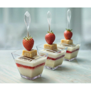 60 Pz Monoporzione Bijoux Quadrato Finger Food Plastica Trasparente 60cc