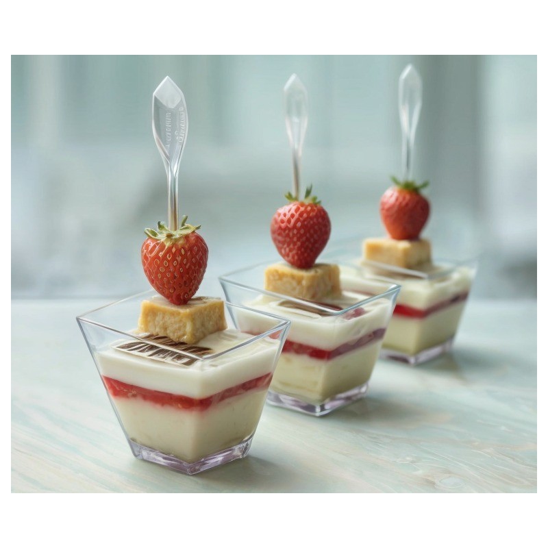 60 Pz Monoporzione Bijoux Quadrato Finger Food Plastica Trasparente 60cc [2e17257d]