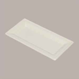 50 Pz Vassoio Piatto Rettangolare Bio in Polpa di Cellulosa Bianco 260x130 mm [39c57f9e]