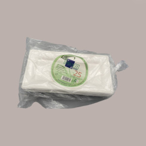 50 Pz Vassoio Piatto Rettangolare Bio in Polpa di Cellulosa Bianco 260x130 mm [52aeba89]