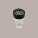 1 Pz Dosatore PS Trasparente con Tappo Nero Ideale per Granelle PoloPlast [3996402f]