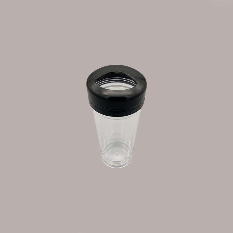 1 Pz Dosatore PS Trasparente con Tappo Nero Ideale per Granelle PoloPlast [57adc226]